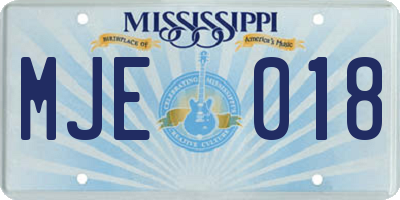 MS license plate MJE018