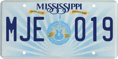 MS license plate MJE019