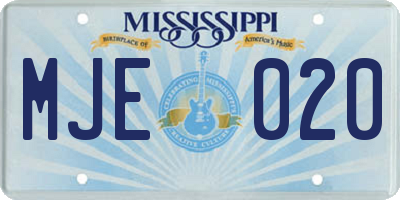 MS license plate MJE020