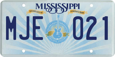 MS license plate MJE021