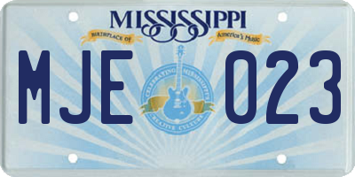 MS license plate MJE023