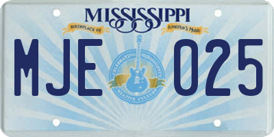 MS license plate MJE025
