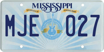 MS license plate MJE027