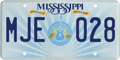 MS license plate MJE028