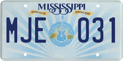 MS license plate MJE031