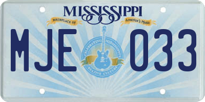 MS license plate MJE033