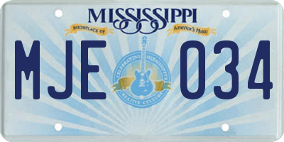 MS license plate MJE034