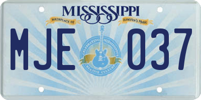 MS license plate MJE037