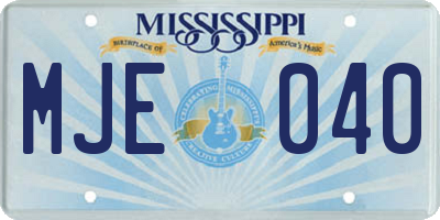MS license plate MJE040