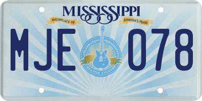 MS license plate MJE078