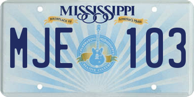 MS license plate MJE103