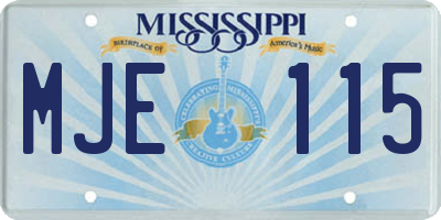 MS license plate MJE115