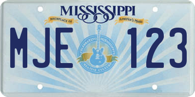MS license plate MJE123