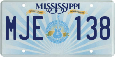 MS license plate MJE138