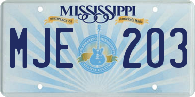 MS license plate MJE203