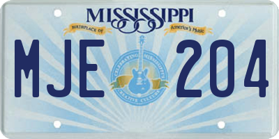 MS license plate MJE204