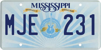 MS license plate MJE231