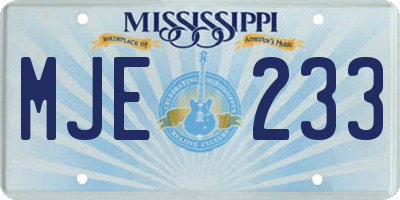 MS license plate MJE233