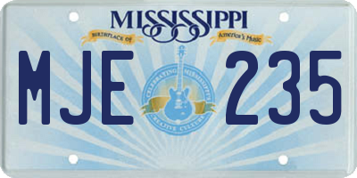 MS license plate MJE235