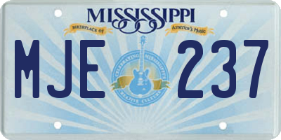 MS license plate MJE237