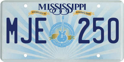 MS license plate MJE250