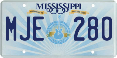 MS license plate MJE280