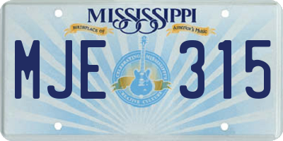 MS license plate MJE315