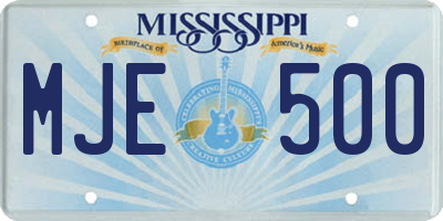MS license plate MJE500