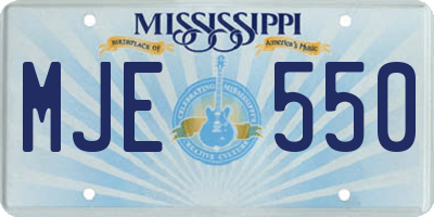 MS license plate MJE550