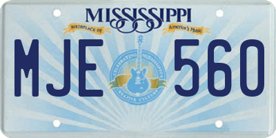 MS license plate MJE560