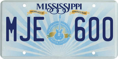 MS license plate MJE600