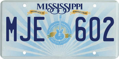 MS license plate MJE602