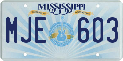 MS license plate MJE603
