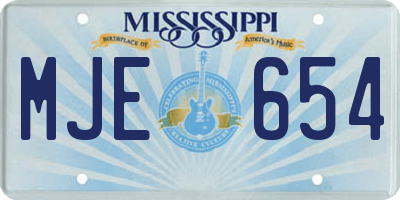 MS license plate MJE654