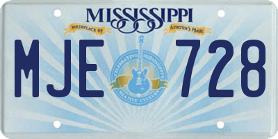MS license plate MJE728