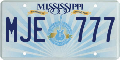 MS license plate MJE777