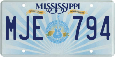 MS license plate MJE794