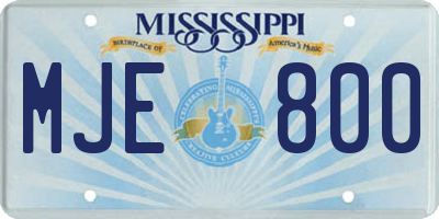 MS license plate MJE800