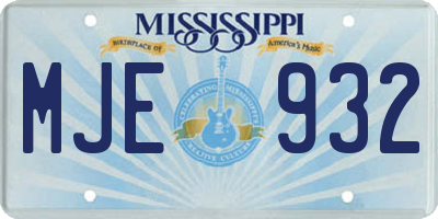 MS license plate MJE932