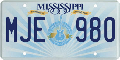 MS license plate MJE980