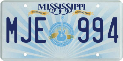 MS license plate MJE994