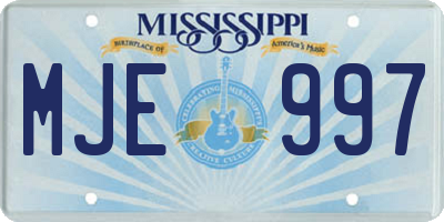 MS license plate MJE997