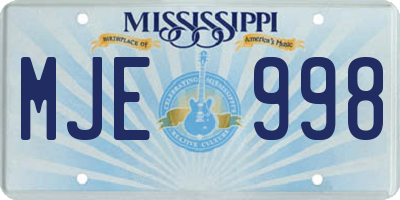 MS license plate MJE998