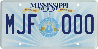 MS license plate MJF000