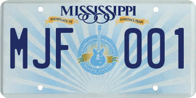MS license plate MJF001