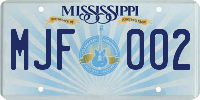 MS license plate MJF002