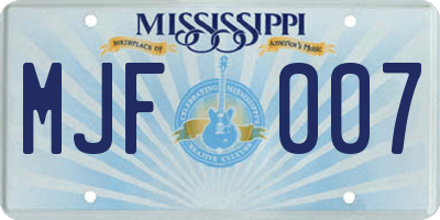 MS license plate MJF007