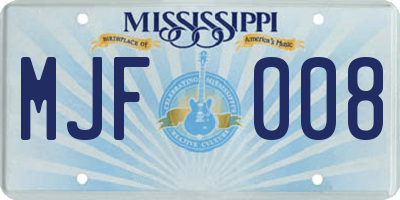 MS license plate MJF008
