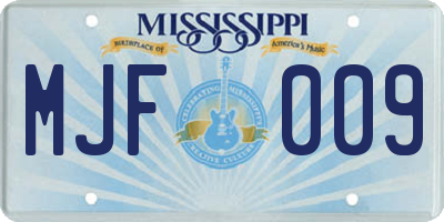 MS license plate MJF009