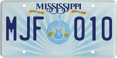 MS license plate MJF010